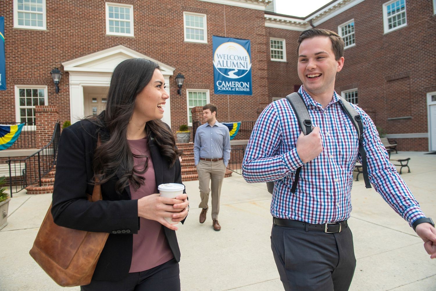 CSB students walking out of the CSB building