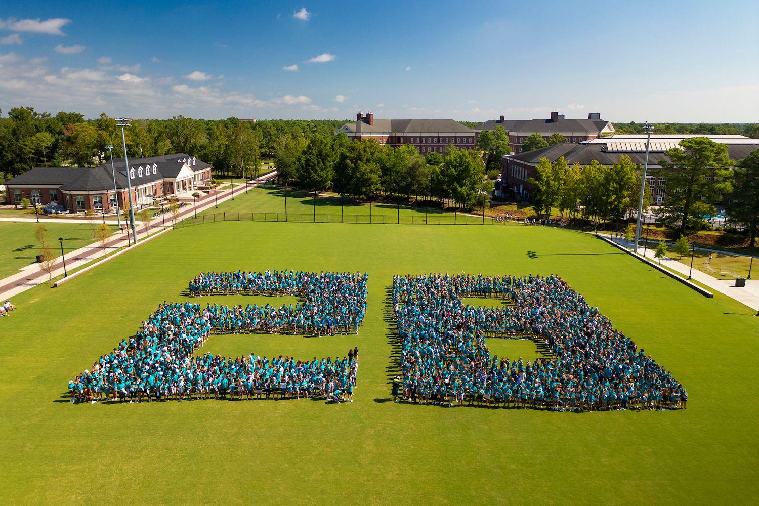 Class of 2028 form the  number 28 in the recreational fields on campus